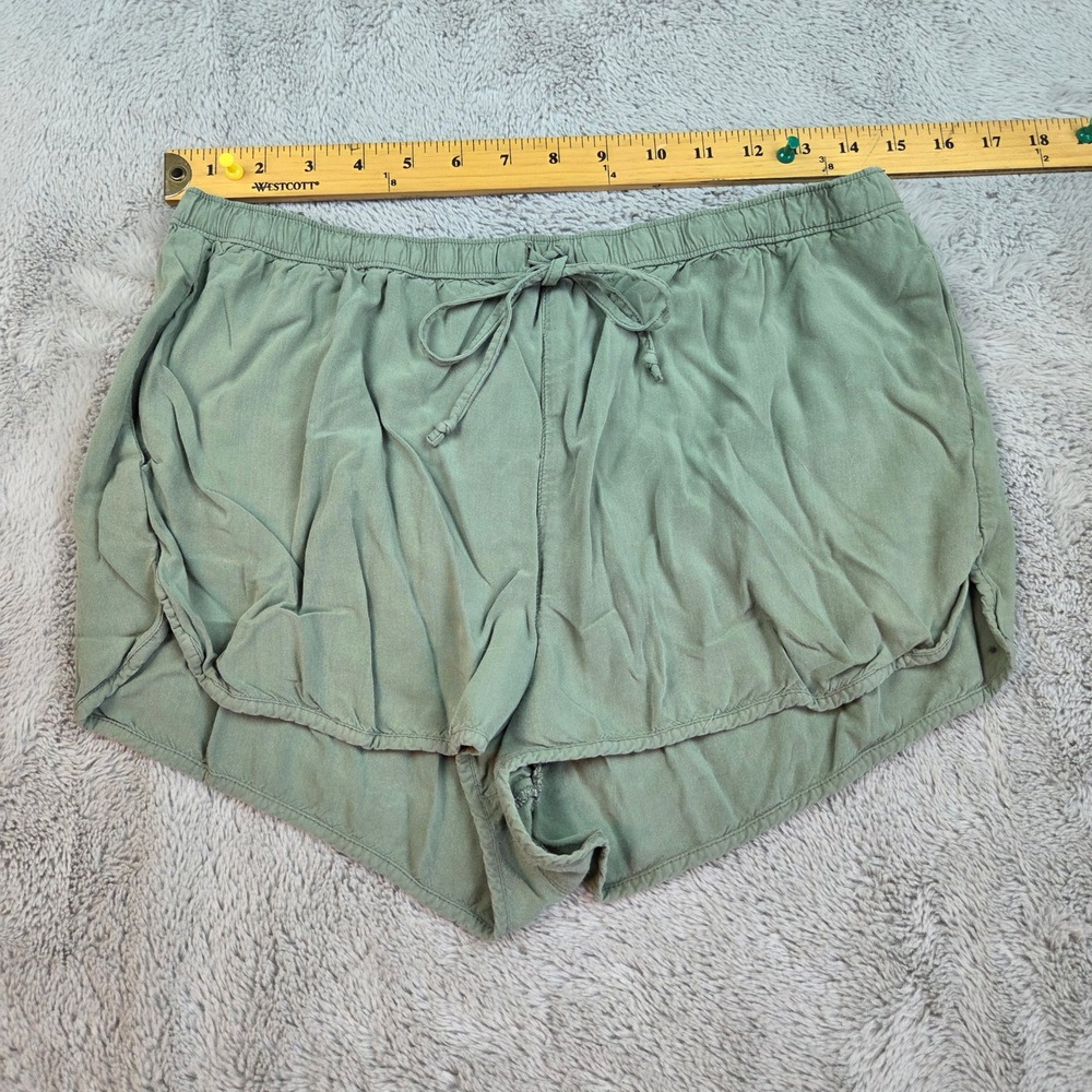 Abercrombie & Fitch Dolphin Hem Shorts Womens Sz M Drawstring Viscose Sage Green